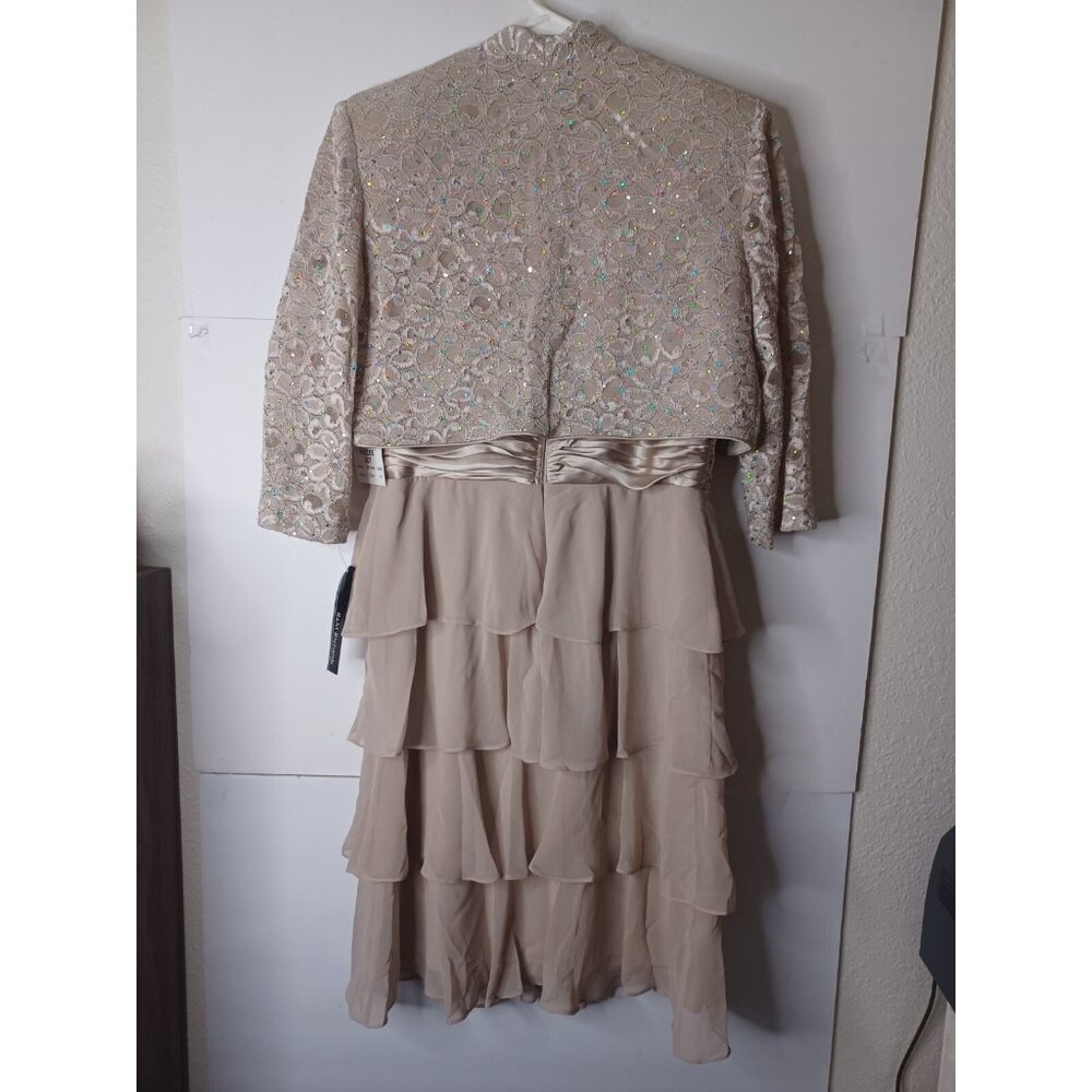 NWT R & M RICHARDS WOMEN'S BEIGE SEQUIN 2 PC DRESS SZ 12 PETITE - Picture 13 of 13